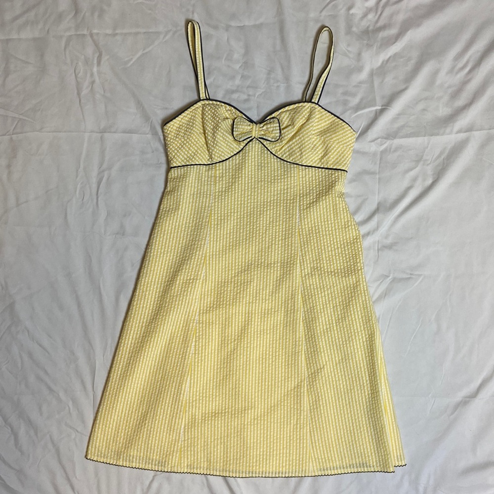 Anthropologie Yellow Lemon Seersucker Dress by Viola